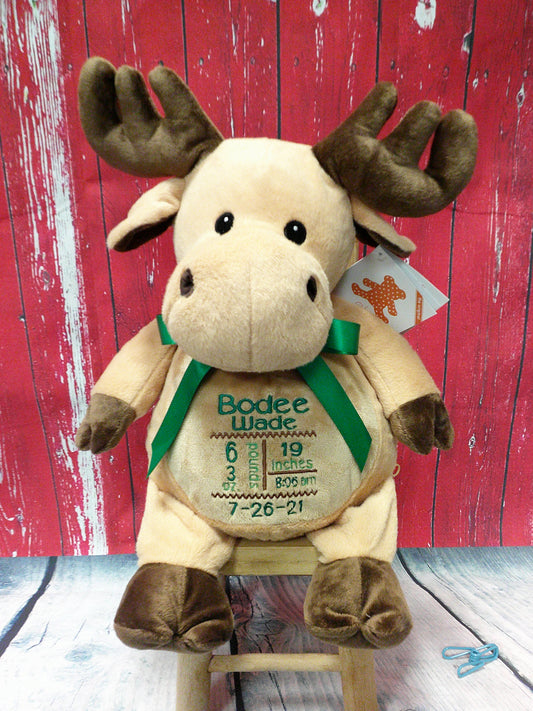 Embroider Buddy™ Moose Stuffie with Custom Embroidery