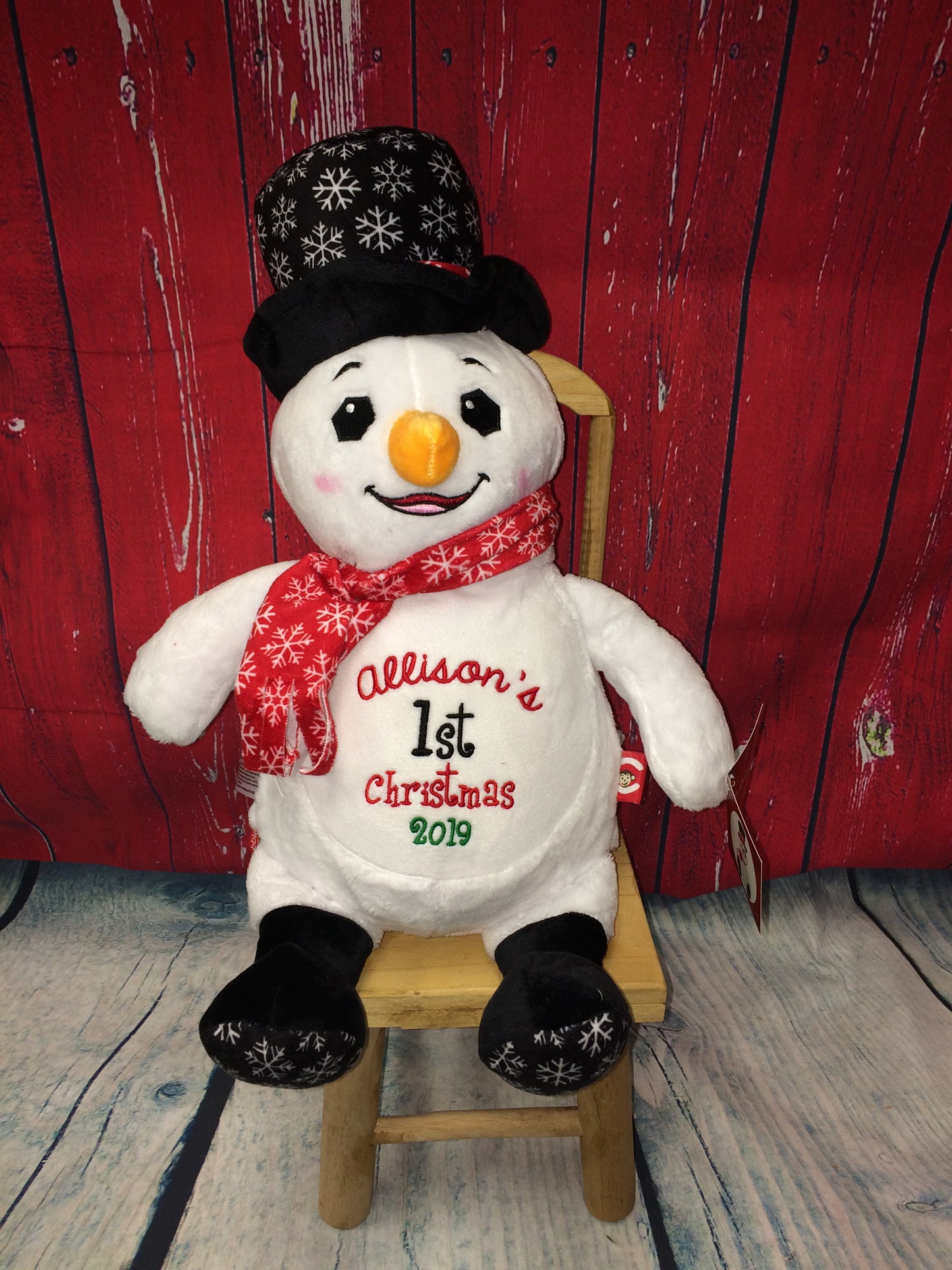 Cubbies™ Top Hat Snowman Stuffie with Custom Embroidery