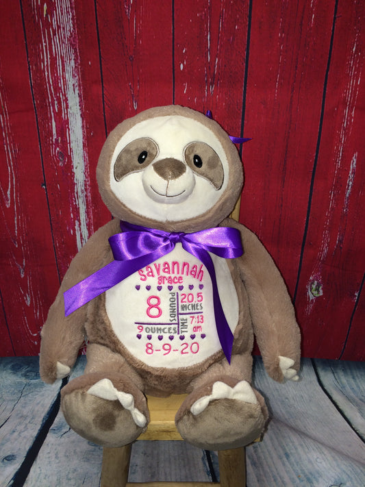 Cubbies™ Sloth Stuffie with Custom Embroidery