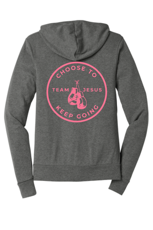Grey Full Zip Hooded Long Sleeve Tee
