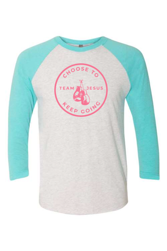 Heather Grey/Tahiti Blue Baseball Tee