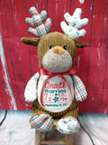 Cubbies™ Harlequin White/Plaid Deer Stuffie with Custom Embroidery