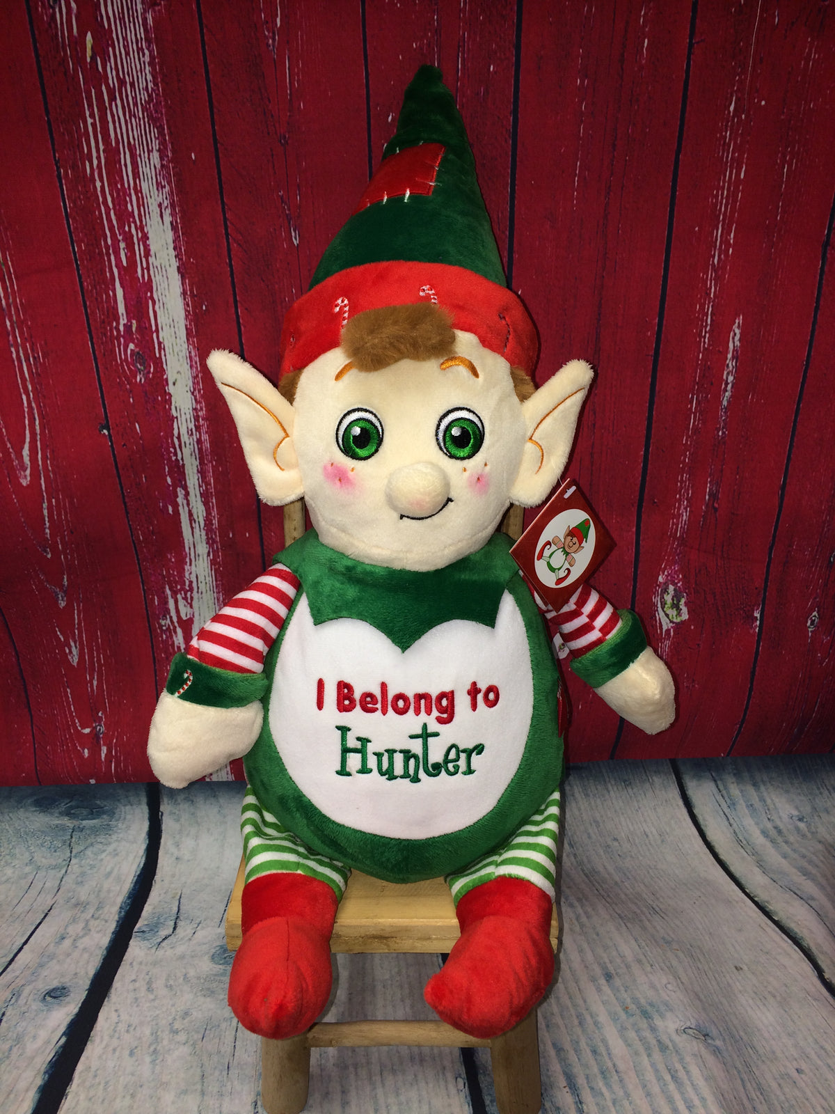 Red Stuffie Cubbies™ Green & Red Elf Stuffie with Custom Embroidery – Little Red ...