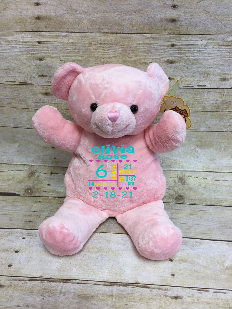 Embroider Buddy Pink Bear Stuffie with Custom Embroidery