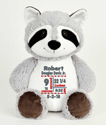 Cubbies Raccoon Stuffie with Custom Embroidery