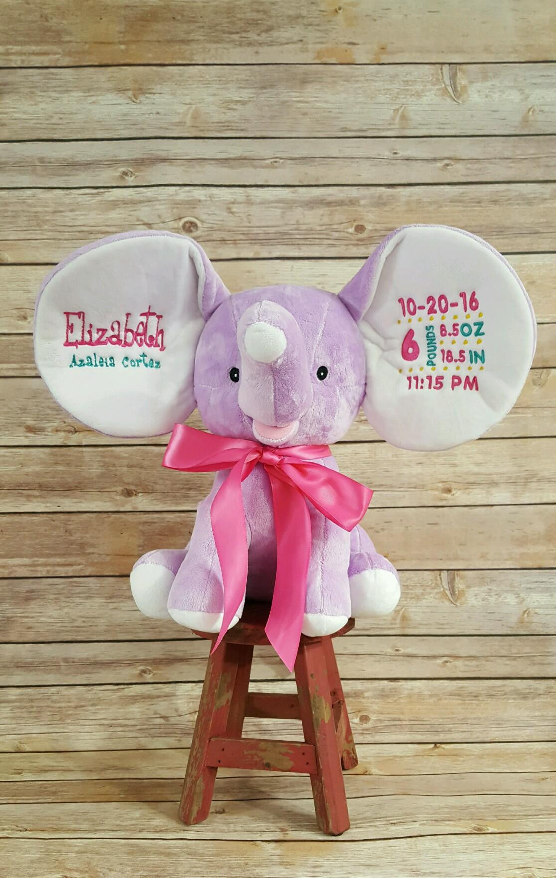 Cubbies™ Lavender Dumble Elephant with Custom Embroidery