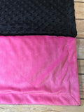 Hot Pink Minky Smooth & Black Minky Dot Blanket