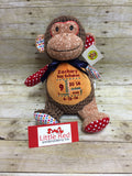 Cubbies™ Harlequin Brown Monkey Stuffie with Custom Embroidery