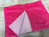 Super soft minky car seat canopy cover - hot pink/light pink can be personalized with baby's name!