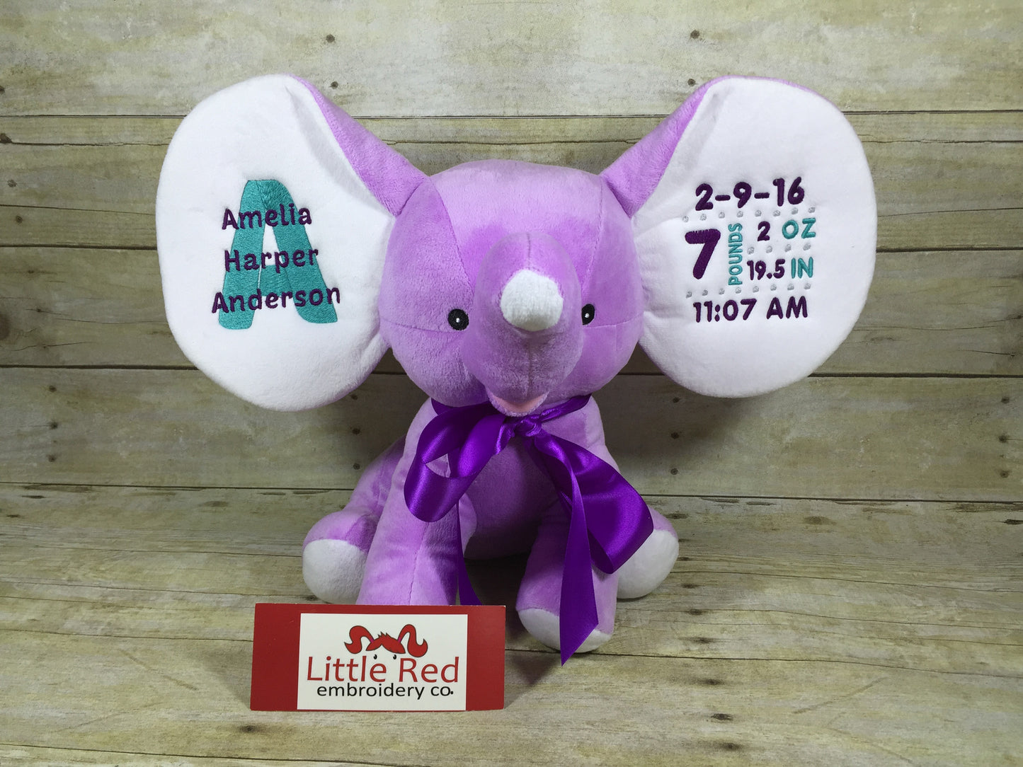 Cubbies™ Lavender Dumble Elephant with Custom Embroidery