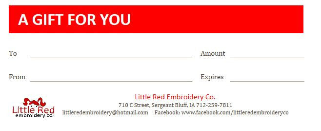 Little Red Embroidery Co Gift Card