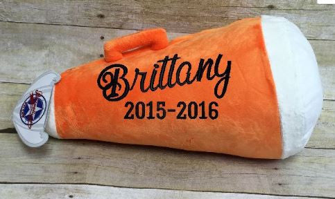 Orange Megaphone Pillow Stuffie with Custom Embroidery
